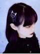 Dark Black Cat Cross Simple Halloween Gothic Lolita Girl Black Bow Hair Clip