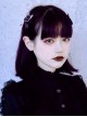 Dark Black Cat Cross Simple Halloween Gothic Lolita Girl Black Bow Hair Clip