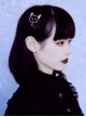 Dark Black Cat Cross Simple Halloween Gothic Lolita Girl Black Bow Hair Clip