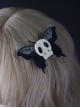 Gothic White Skull Embroidered Butterfly Halloween Gothic Lolita Girl Hair Clip