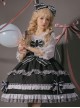 Sweet Cool Style Black-White Plaid Chest Front Love Bow Design Lace Embellished Ruffle Hem Sweet Lolita Sleeveless Dress