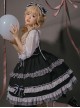 Sweet Cool Style Black-White Plaid Chest Front Love Bow Design Lace Embellished Ruffle Hem Sweet Lolita Sleeveless Dress