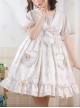 Alice Tutu Series Plaid Print Bow Love Flower Cute Fungus Sleeves Sweet Lolita Short-Sleeved Dress