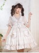 Alice Tutu Series Plaid Print Bow Love Flower Cute Fungus Sleeves Sweet Lolita Short-Sleeved Dress