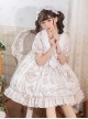 Alice Tutu Series Plaid Print Bow Love Flower Cute Fungus Sleeves Sweet Lolita Short-Sleeved Dress