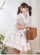 Alice Tutu Series Plaid Print Bow Love Flower Cute Fungus Sleeves Sweet Lolita Short-Sleeved Dress