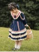 Miss Betty Series Vintage Court Style V-Neck Striped Ruffle Lace Red Ribbon Decorated Classic Lolita Kids Long Sleeve Dress