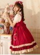 Hawthorn Milk Cover Series Red Cute Daily Lace Bow-Knot Love Heart Decoration Ruffle Hem Classic Lolita Sleeveless Dress