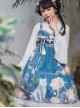 Chinoiserie White Tiger Print Bow-Knot Ribbon Tassel Accessories High Waist Lace Classic Lolita Sleeveless Dress