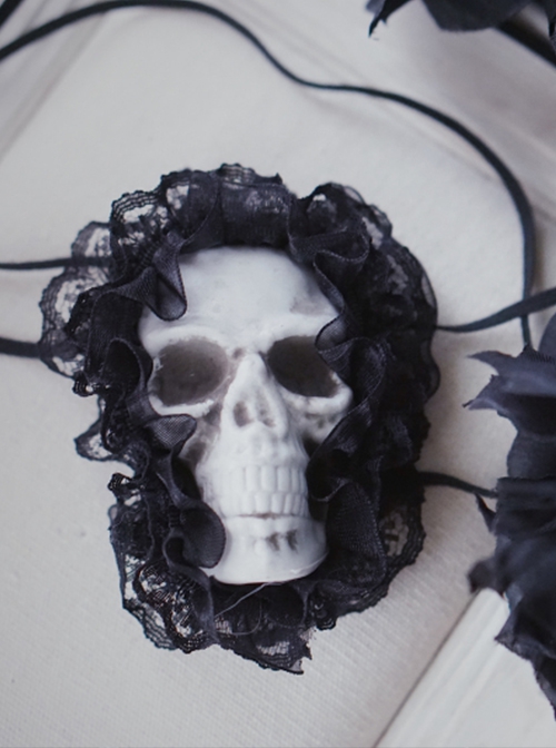 Black Lace Gorgeous Dark Skull Head Halloween Gothic Lolita Adjustable Eye Mask