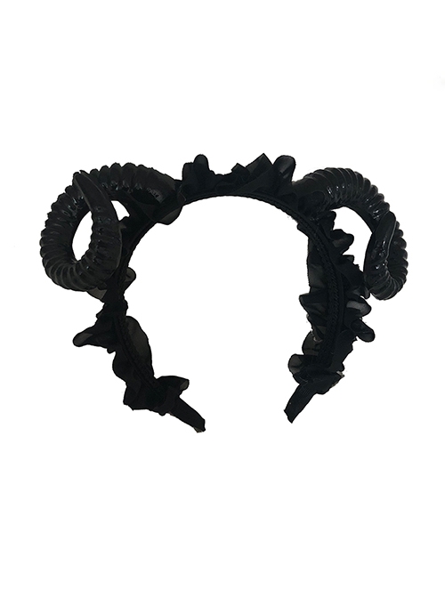 Black Lacework Demon Shofar Girly Halloween Gothic Lolita Headband