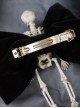 Black Skeleton Metal Chain Cross Decoration Big Bow Halloween Gothic Lolita Hair Clip
