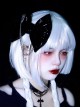 Black Patent Leather Metal Chain Cross Decoration Skull Hand Bone Halloween Gothic Lolita Big Bow Hairpin