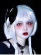 Black Patent Leather Metal Chain Cross Decoration Skull Hand Bone Halloween Gothic Lolita Big Bow Hairpin
