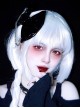 Black Patent Leather Metal Chain Cross Decoration Skull Hand Bone Halloween Gothic Lolita Big Bow Hairpin