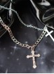 Black Patent Leather Metal Chain Cross Decoration Skull Hand Bone Halloween Gothic Lolita Big Bow Hairpin