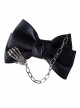 Black Leather Metal Chain Skull Hand Bone Bow Halloween Gothic Lolita Hair Clip