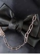 Black Leather Metal Chain Skull Hand Bone Bow Halloween Gothic Lolita Hair Clip