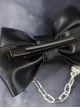 Black Leather Metal Chain Skull Hand Bone Bow Halloween Gothic Lolita Hair Clip