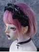 Black Gothic Patent Leather Bow Crinkled Organza Ruffled Gothic Lolita Headband