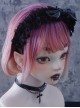 Black Gothic Patent Leather Bow Crinkled Organza Ruffled Gothic Lolita Headband