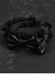 Black Gothic Patent Leather Bow Crinkled Organza Ruffled Gothic Lolita Headband