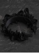 Black Gothic Patent Leather Bow Crinkled Organza Ruffled Gothic Lolita Headband