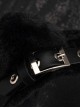 Black Plush Cat Ears Crucifix Metal Leather Decorative Gothic Lolita Headband