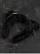 Black Plush Cat Ears Crucifix Metal Leather Decorative Gothic Lolita Headband