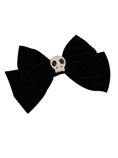 Gothic Simple Skull Bow Halloween Gothic Lolita Hair Clip