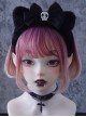 Gothic Style Black Simple Plush Cat Ears Skull Bow Gothic Lolita Headband