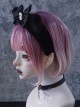 Gothic Style Black Simple Plush Cat Ears Skull Bow Gothic Lolita Headband