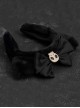 Gothic Style Black Simple Plush Cat Ears Skull Bow Gothic Lolita Headband