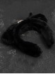 Gothic Style Black Simple Plush Cat Ears Skull Bow Gothic Lolita Headband