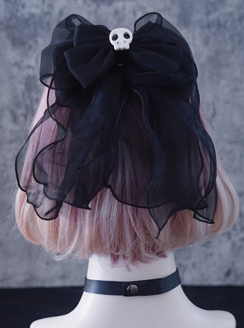 Black Big Bow Organza Simple And Elegant Halloween Gothic Lolita Hair Clip