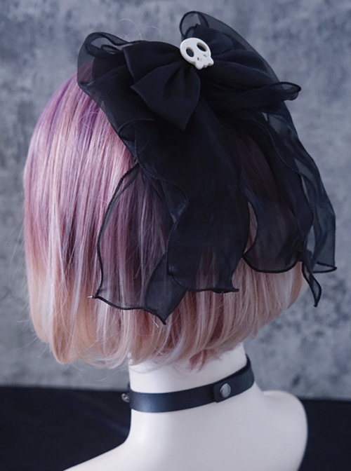 Black Big Bow Organza Simple And Elegant Halloween Gothic Lolita Hair Clip