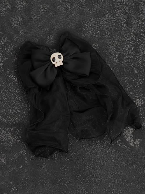 Black Big Bow Organza Simple And Elegant Halloween Gothic Lolita Hair Clip