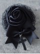 Black Satin Rose Lace Bow-Knot Crucifix Decoration Halloween Gothic Lolita Hair Clip