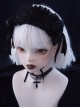 Black Lace Ribbon Crossover Satin Rose Bow Tie Goth Lolita Headband