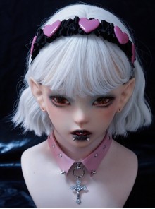 Rose Red Heart-Shaped Pleated Ruffled Simple Cute Gothic Lolita Headband