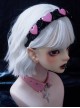Rose Red Heart-Shaped Pleated Ruffled Simple Cute Gothic Lolita Headband