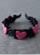 Rose Red Heart-Shaped Pleated Ruffled Simple Cute Gothic Lolita Headband