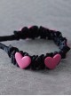 Rose Red Heart-Shaped Pleated Ruffled Simple Cute Gothic Lolita Headband