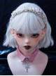 Sweet Cool Rice White Simple Pleated Pink Leather Metal Decoration Punk Lolita Headband