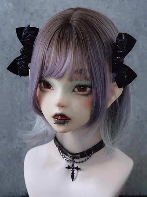 Black Skull Bat Wings Bow-Knot Halloween Gothic Lolita Hair Clip