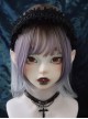 Black Simple Ruffled Leather Crossover Gothic Lolita Headband