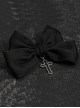 Dark Style Black Satin Bow Simple Hollow Cross Halloween Gothic Lolita Hair Clip