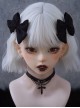 Dark Style Black Satin Bow Simple Hollow Cross Halloween Gothic Lolita Hair Clip
