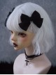 Dark Style Black Satin Bow Simple Hollow Cross Halloween Gothic Lolita Hair Clip