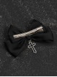 Dark Style Black Satin Bow Simple Hollow Cross Halloween Gothic Lolita Hair Clip